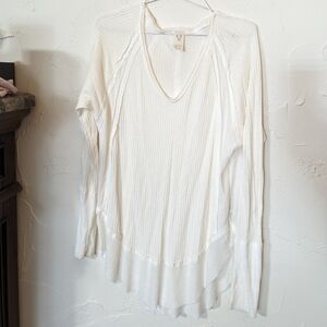 We the Free by Free People Catalina V Neck Thermal Top long sleeve Pink